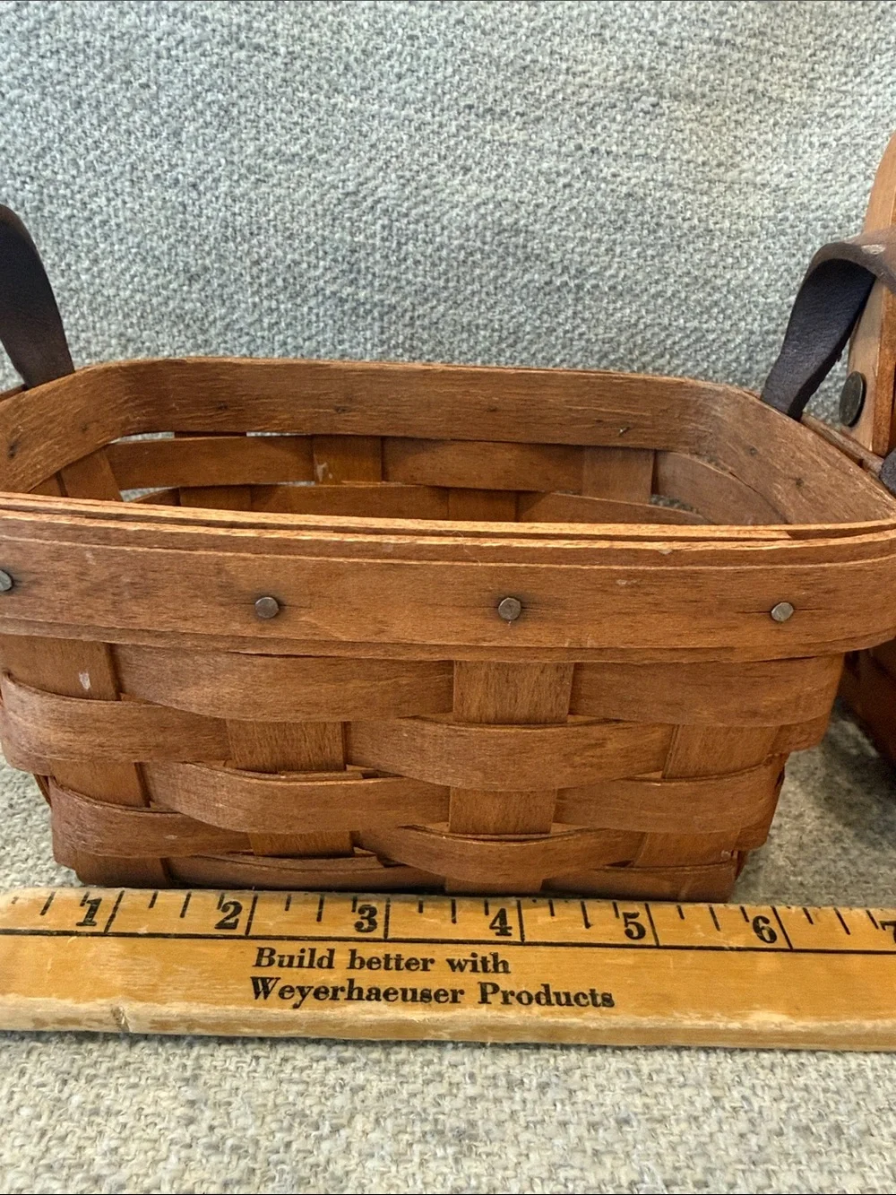 Longaberger Natural Brown Handwoven Wood Basket Pair